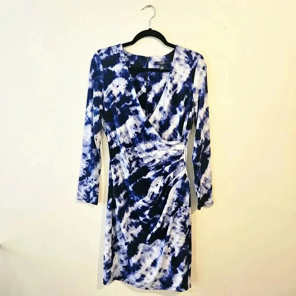 Chaps Faux Wrap Surplice Dress